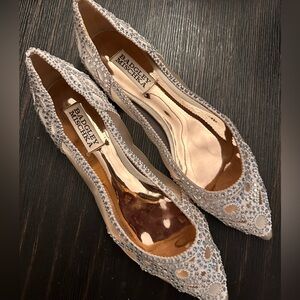 Badgley Mischka Gigi Crystal Pointed Toe Flat 6.5 wedding shoe